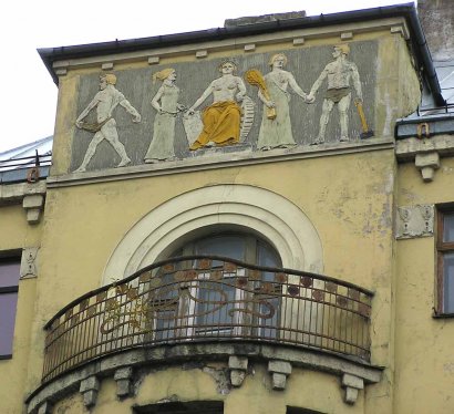 Detailaufnahme Jugendstilfassade in der Lacplesa Iela