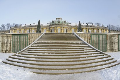 Schloss Sanssouci Treppe im Winter